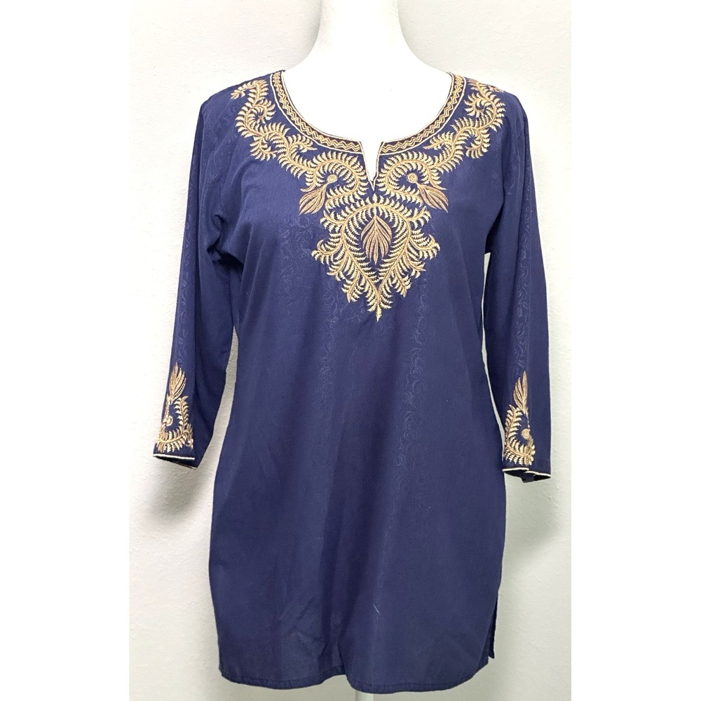 Parshwa Art Navy‎ Gold Tunic Top Size (S)